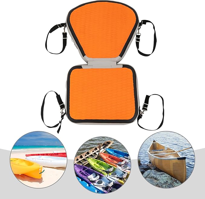 Kayak Seats,Inflatable Kayak Seat,Adjustable Boat Seat,Thicken Seat Cushion for Kayaks Padded,Cushioned Fishing Seats w/Back Support Adjustable Strap for Kayaking Canoeing Drifting (Orange)