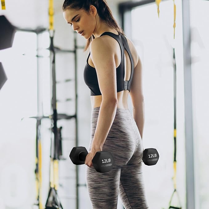 HolaHatha 2, 3, 5, 8, and 10 Pound Neoprene Dumbbell Free Hand Weight Set with Rack, Ideal for Home Exercises to Gain Tone and Definition, Pastel