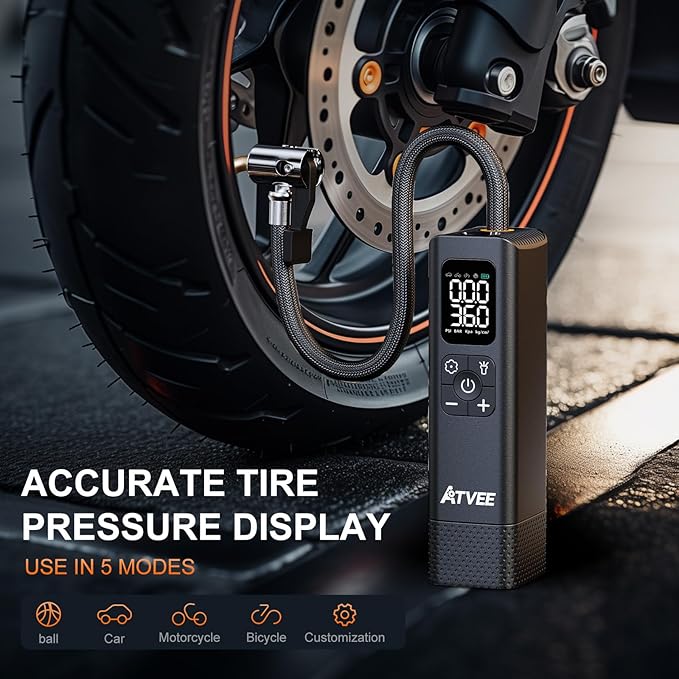 Bicycle Pump, 30s Fast Inflate Bike Pump with Gauge & Digital Display, 150PSI Portable Electric Bike Tire Pump with Presta & Schrader Valves for Road Bike, E-Bike