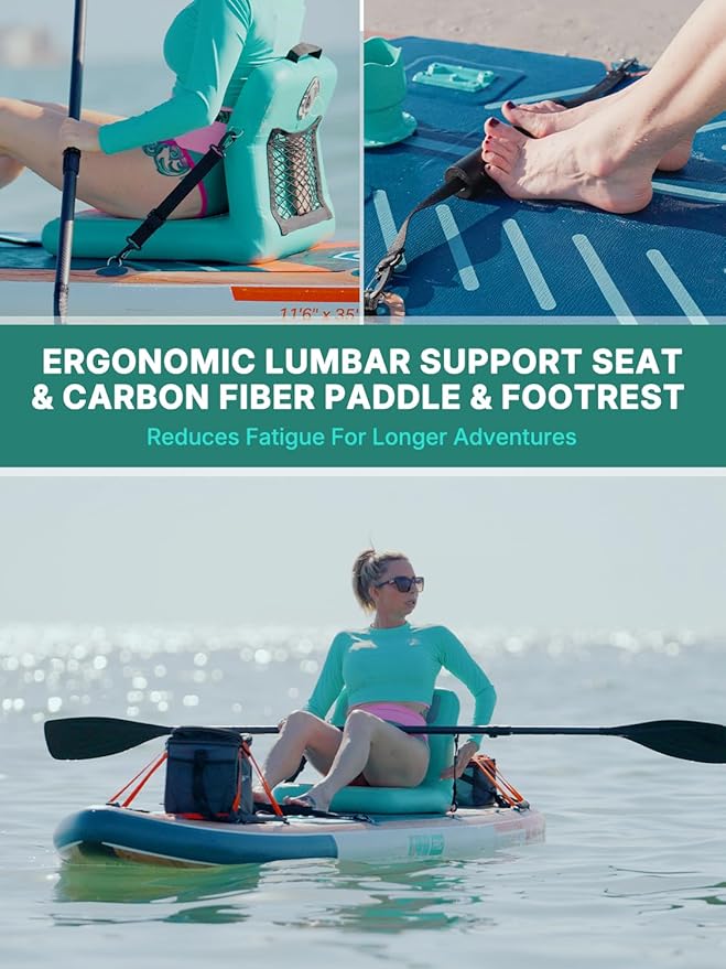 Niphean PRO (Extra Large) Inflatable Paddle Board, 11'6" Stand Up Paddle Board with Pressure Gauge, Inflatable Seat, Multifunctional Base, StabilTrac Fin, Upgraded SUP for Adults, Family, 2+1 Person