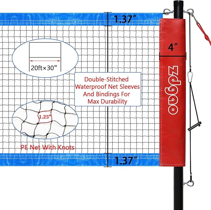 Zdgao Badminton Sets for Backyard, Portable Badminton Net with Tension Adjuster, Badminton Racket Set of 4, 3 Nylon Shuttlecocks, Boundary Line and Carry Bag for Backyard Beach Family Games