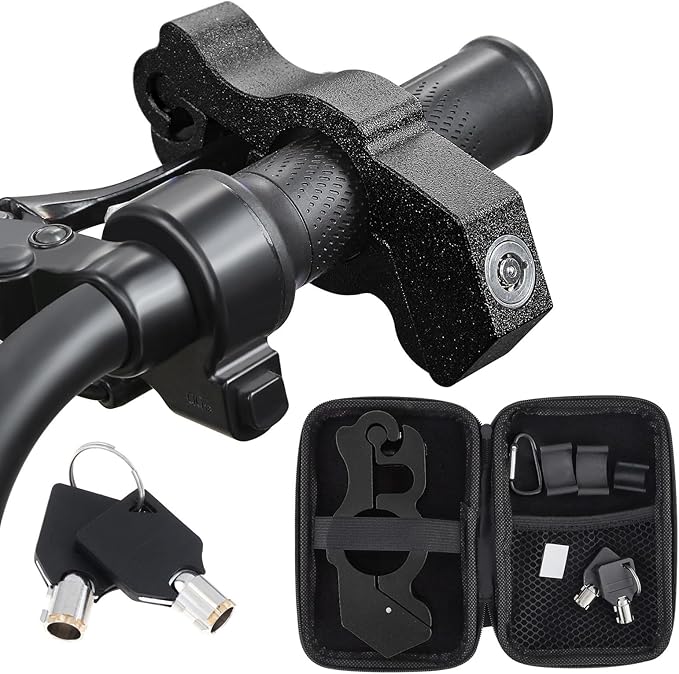 Windance Motorcycle Handlebar Lock Anti Theft Heavy Duty Brake Lever Parking Security Lock for Mopeds Motorbike Bike ATV (Black)