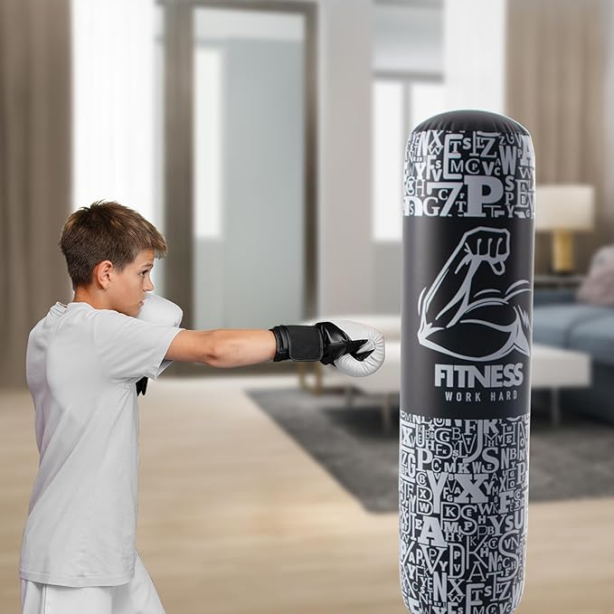 DIMAR GARDEN Inflatable Punching Bag for Kids, 64 Inch Boxing Bag for Karate & Taekwondo Practice