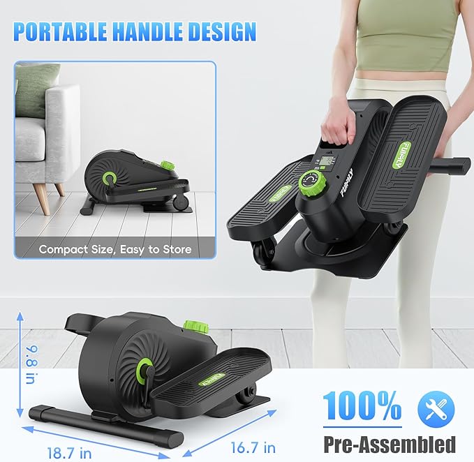 FUNMILY Under Desk Elliptical, Under Desk Bike Pedal Exerciser, Fully Assembled Leg Exerciser 2 in 1 Seated Standing Elliptical, Ultra-Quiet Mini Elliptical Machines for Home Office Use