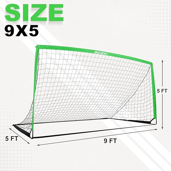 BOHEN 11x5.5 FT/9x5 FT/6x4 FT Portable Metal Soccer Goal for Backyard with Carry Bag - Fun for Outdoor Indoor Training Games for Kids and Adult, Easy Storage and Transportation