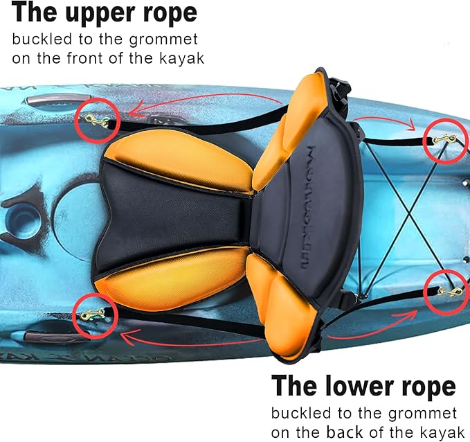 Thickened Kayak Seat with Back Support, Sit On Top Cushioned Canoe Backrest Molded Foam Seat for SUP Paddle Board Fishing Boat Long Trip