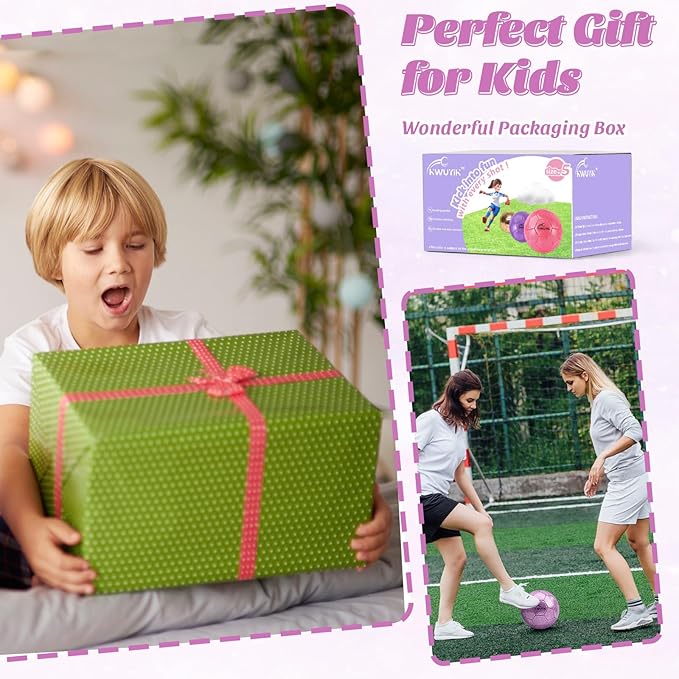Size 3 4 5 Glitter Pink Gold Purple Soccer Ball Set with Pump Youth Soccer Ball for Kids Aged 4-6 6-8 8-12 Toddler Soccer Ball Soft Training Ball Practice for Teens Children Adults Boys Girls