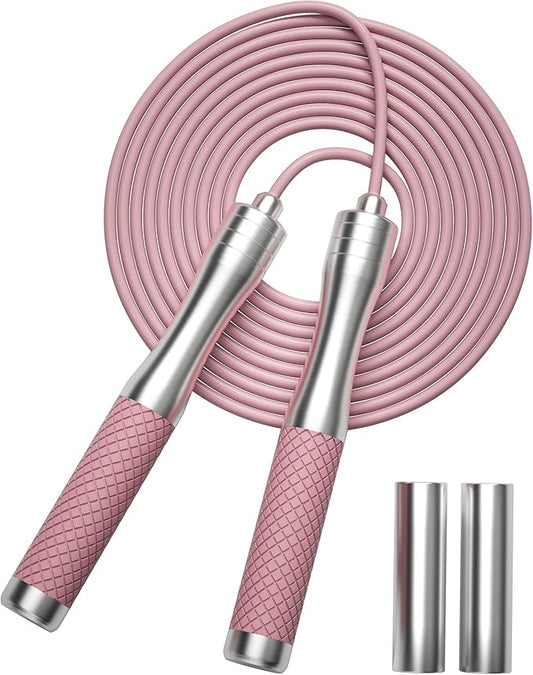 𝐒𝐩𝐞𝐞𝐝 𝐉𝐮𝐦𝐩 𝐑𝐨𝐩𝐞 𝐟𝐨𝐫 𝐅𝐢𝐭𝐧𝐞𝐬𝐬 - Skipping Rope for Women Men Exercise with Adjustable Length Jumping Rope and Alloy & Silicone Handles Suitable for Workout Boxing Home Gym