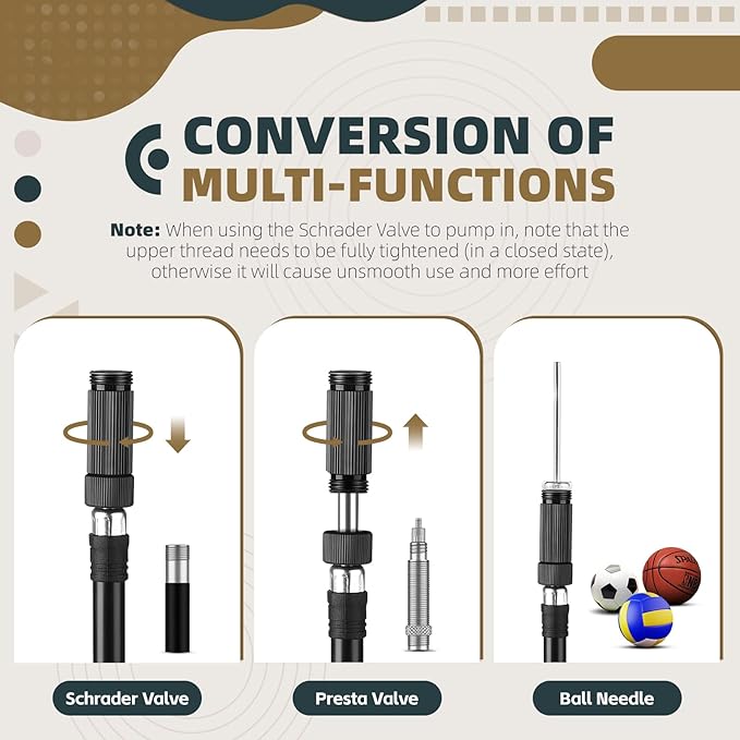 Mini Bike Pump Portable Bicycle Pump, Aluminum Alloy 160PSI Floor Bike Pump Fits Presta And Schrader Valves, Lightweight Air Bike Tyre Pump for Road Mountain Bike Balls