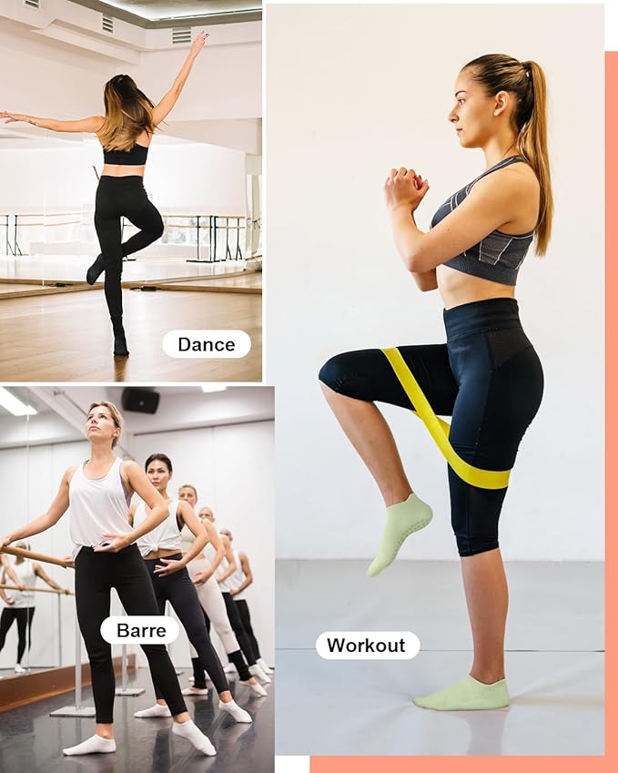 6 Pairs Grip Pilates Socks for Women, Non-slip Yoga Athletic Socks for Barre Ballet Barefoot Workout Hospital