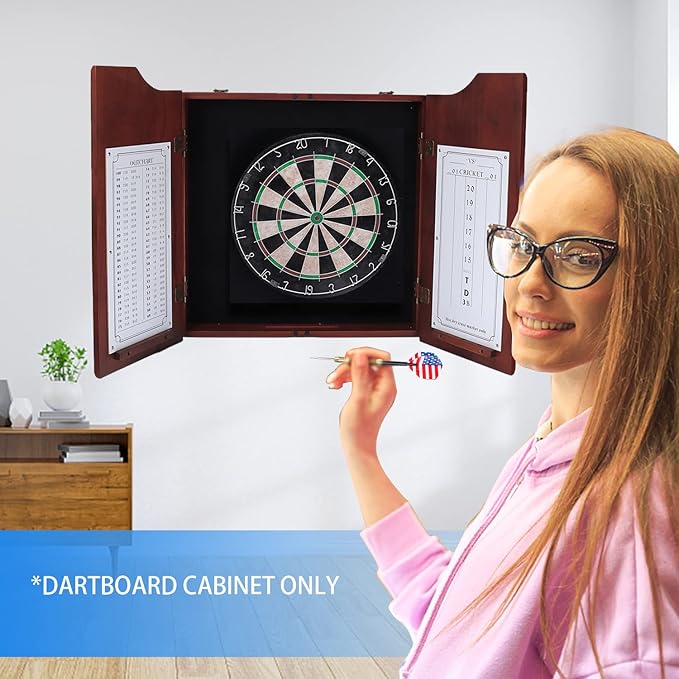GSE Games & Sports Expert Professional Solid Wood Classic Official Size Dartboard Cabinet with Dart Scoreboard for Game Room. Dartboard & Darts Not Included