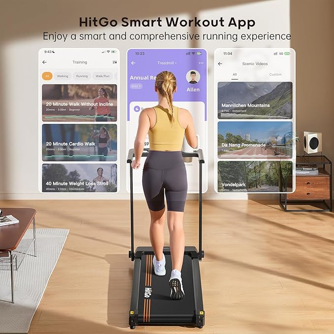 Treadmill with Incline, 2.5 HP Folding Treadmills for Home with 300 lbs Capacity, Portable Walking Pad Treadmill with Desk Work Station, App, Cup & Phone Holder