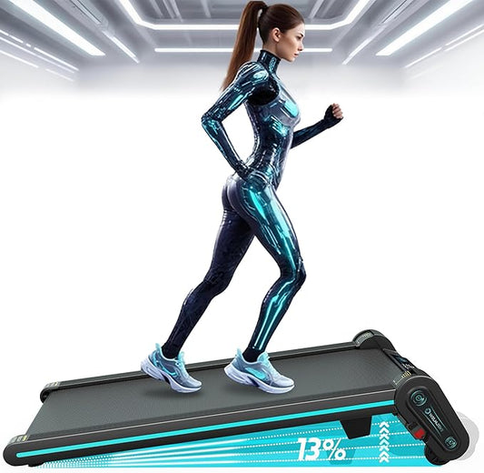 Treadmill with Auto Incline Walking Pad Underdesk for Home Office Potable Compact Running Machine Jogging Caminadora para Casa Up to 13% 6 Levels with Remote Control Indoor Fitness Black