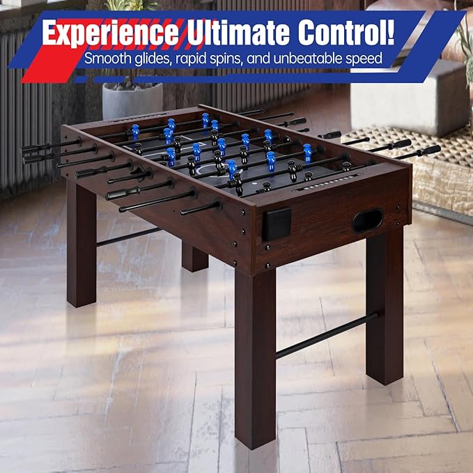 54 Inch Large Size Foosball Table for Adults, Competition Full Size Soccer Game Table with 2 Balls, Football Table Game Room