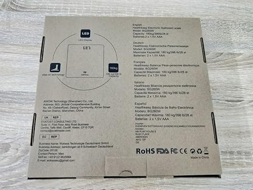 Healthkeep High Precision Digital Bathroom Scale with Step-On Technology LED Display Slim Design Max 180kg/400lb Marble Blue