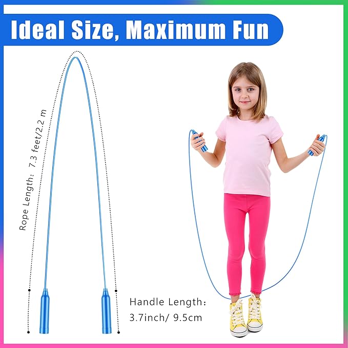 Aodaer Kids Jump Rope Set Colorful Outdoor Jump Ropes 7.3 Feet Adjustable Skipping Ropes for Outdoor Fun Activity Great Party Favor
