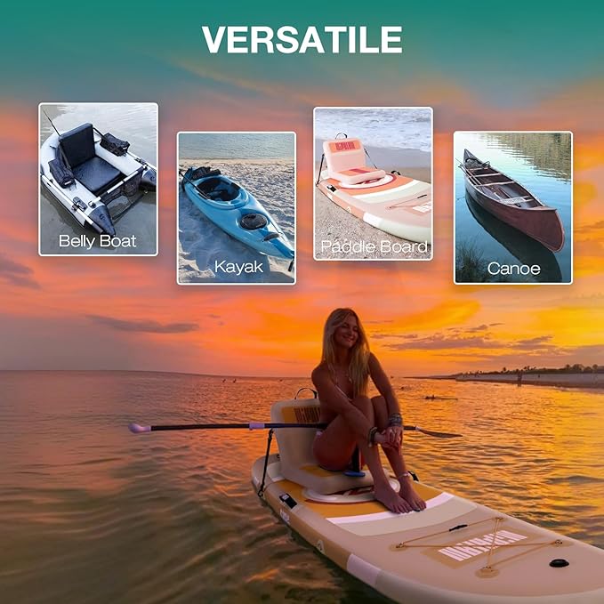 Niphean Inflatable Kayak Seat with Back Support, Sturdy Paddle Board Seat for Inflatable Boards, Canoe Seat, Boat Seat, SUP Seat, Supportive Kayak Seats with Back Support for Versatile Use