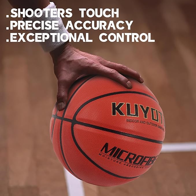 KUYOTQ Kids Toddler Youth Adult Size 3/4/5/6/7 Basketball 22/25.5/27.5/28.5/29.5" Thickened Rubber or Faux Leather Basketball for Boys Girls (Deflated)