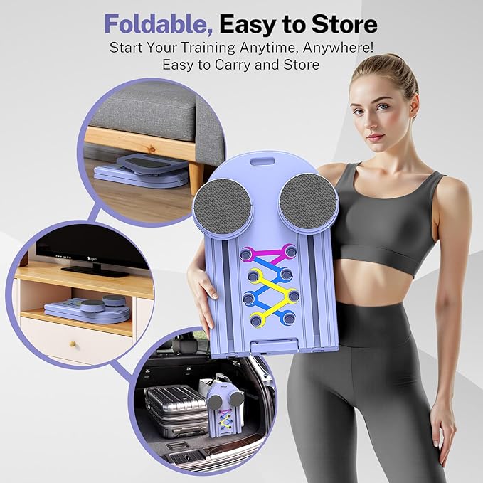 Pilates Board,Foldable Pilates Reformer Equipment with Timer, 7-in-1 Multi-Purpose Portable Pilates Reformer Machine Home Pilates Kit for Home Workout,Fitness,Exercise,Abs