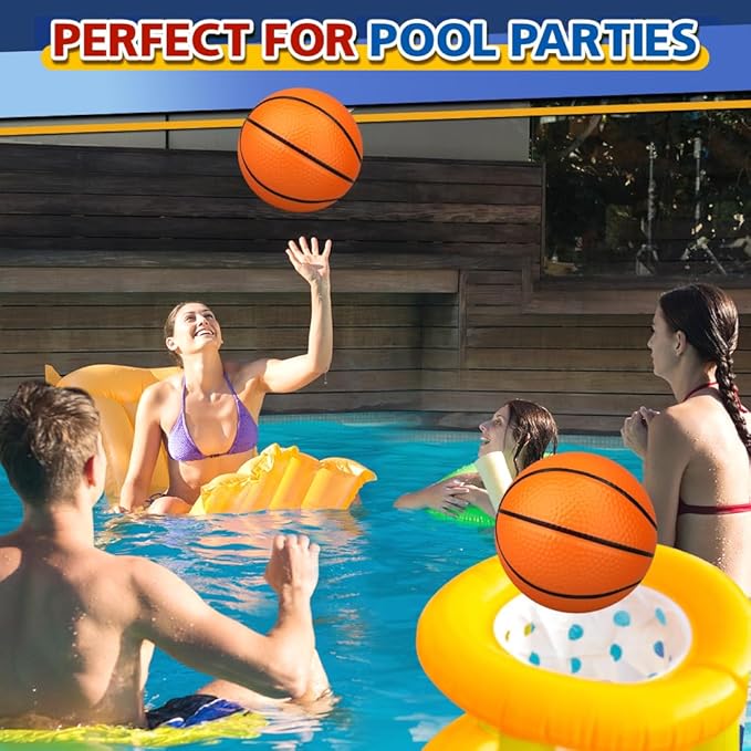 9" Mini Basketball for Indoor Mini Basketball Hoop, 5 Pack Replacement Basketballs Soft Ball for Inflatable Pool, Pool Beach Sandbox Outdoor Sports Gift Bulk for Toddler Kids Adults (with Pump)