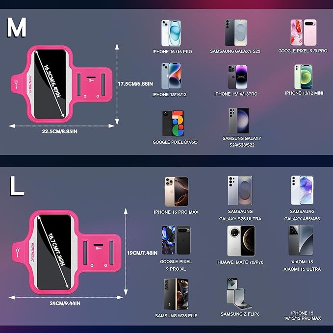 Running Armband with Large Reflective Strips, for iPhone 17/16/15 Pro/Pro Max/14 Plus/13/11/XR/XS, Galaxy S25/24 Water Resistant Phone Holder Case with Extension Strap, Key Card Slot, Earphone Holder