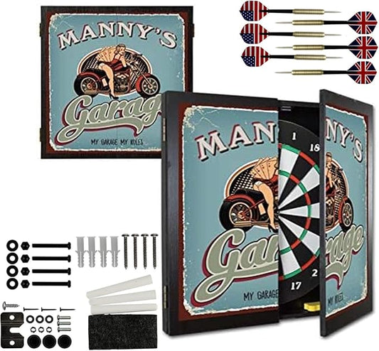 THOUSAND OAKS BARREL CO. | Personalized Dartboard & Cabinet Set with 6 Steel Tip Darts
