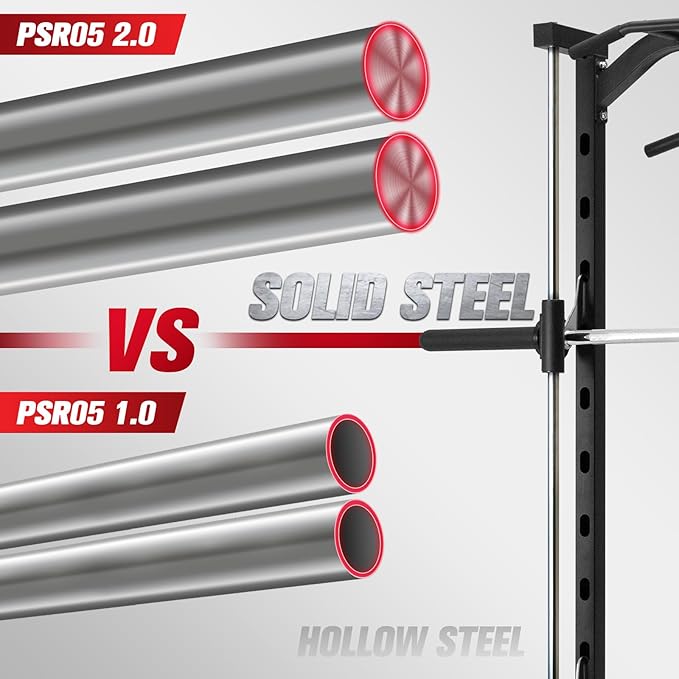 RitFit Smith Machine Power Rack with LAT-Pull Down System, Landmine, Barbell Bar, Plate Storage Pegs and More Training Attachment