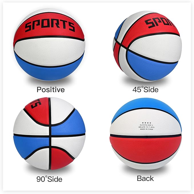 KUYOTQ Kids Toddler Youth Adult Size 3/4/5/6/7 Basketball 22/25.5/27.5/28.5/29.5" Thickened Rubber or Faux Leather Basketball for Boys Girls (Deflated)