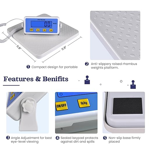 Medical Scale - Heavy Duty 660 lb High Capacity Wrestling Scale for Body Weight with Easy to Read LCD Display Physician Scale, Professional Medical Grade Scale for Doctor Home Gym Office