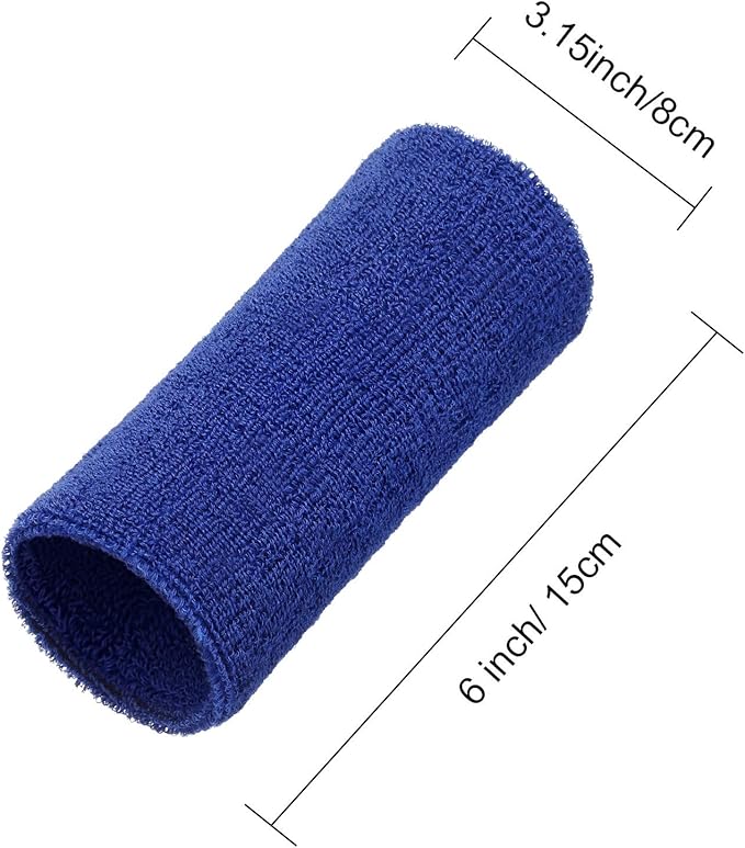 WILLBOND 6 Inch Wrist Sweat Bands for Men Women Tennis Elastic Athletic Long Sweatband Wrist Absorbent for Basketball Tennis Running Outdoor Activity