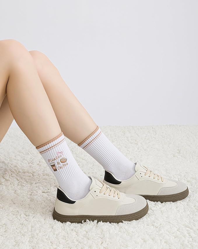 Yawlsow Pilates Grip Socks for Women Yoga Grippy Socks Cute Barre Non Skid Athletic Crew Sticky Sock Workout Hospital