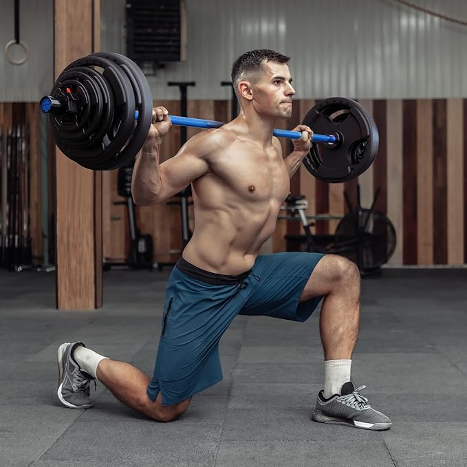 RitFit Barbell Weight Set - 4/6FT Olympic Barbell with Weight Plates (55-275LB Total) - Weightlifting Equipment for Squats, Curls, Deadlifts, Presses, Hip Thrusts