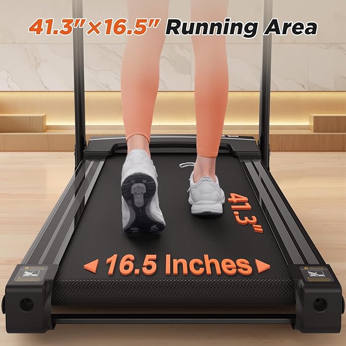 FYC Folding Treadmill for Home - Portable Walking Treadmill with Incline, Handles & App, Dual Shock Absorption, Bluetooth Speakers, 330lbs Capacity, Easy Fold Design
