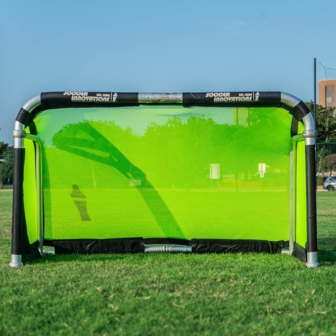 Soccer Innovations QuickFold™ Portable Aluminum Goal (4x2.5), Competition Soccer, Backyard Goal for Practice, Collapsible for Easy Storage, Mini Net