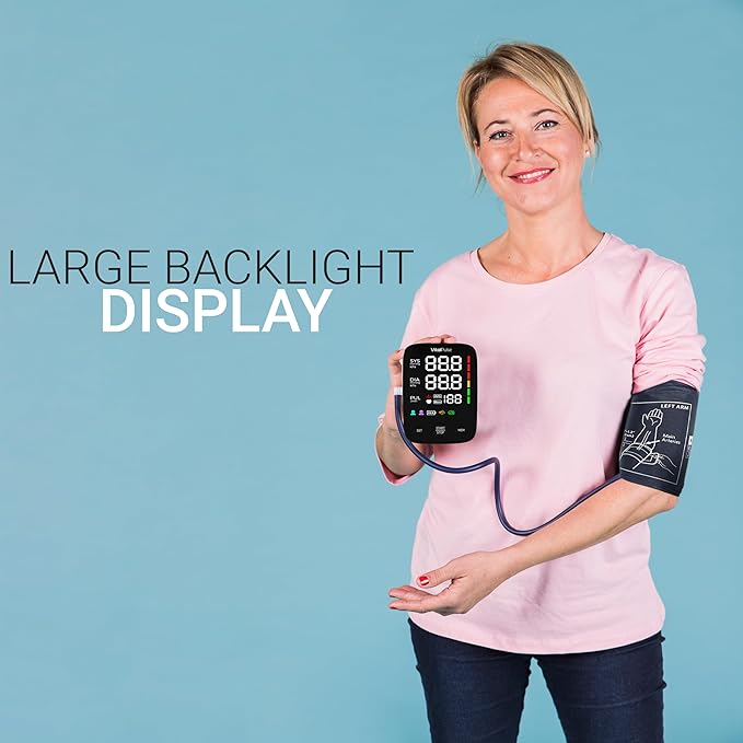 Blood Pressure Monitor - Digital BP Monitor with 8.7” - 16.5” Cuff and 13” - 21” Cuff (Set of 2) Automatic Blood Pressure Cuff for Upper Arm with Large LED Display with 2x120 Reading Memory