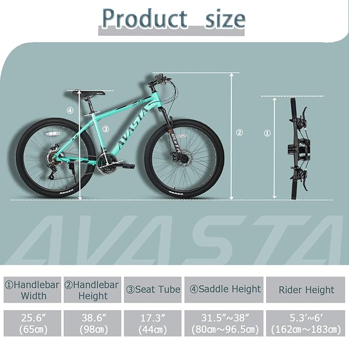 AVASTA AV300 26 27.5 inch Mountain Bike with 21-Speed,Aluminum Frame, Dual Disc Brake, Comfortable Saddle,Multiple Colors