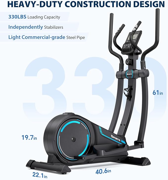 Dripex Elliptical Exercise Machine, Hyper-Quiet Magnetic Elliptical Machine for Home, Elliptical Training Machines with 16 Levels Resistance, 8KG Flywheel, Pulse Sensor, 15.3IN Stride
