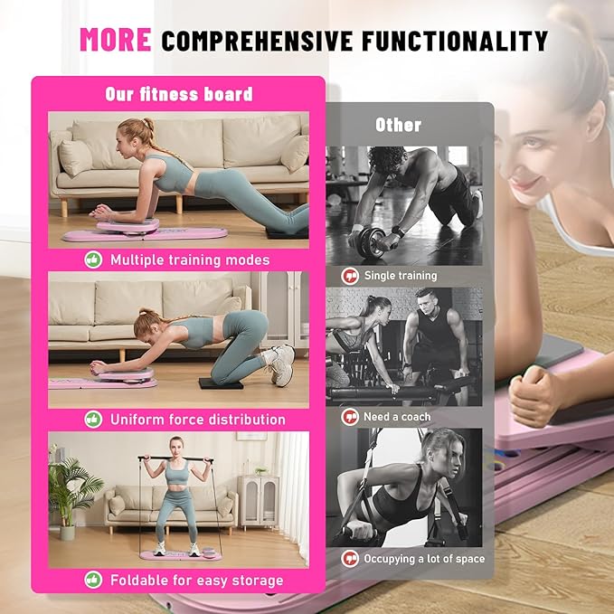 Maksone Pilates Board, Foldable Reformer Training Set, 6-in-1 Versatile Kit with Auto-Rebound Ab Roller, Home Core Workout Equipment, Tone Your Abs and Achieve a Sleek Figure
