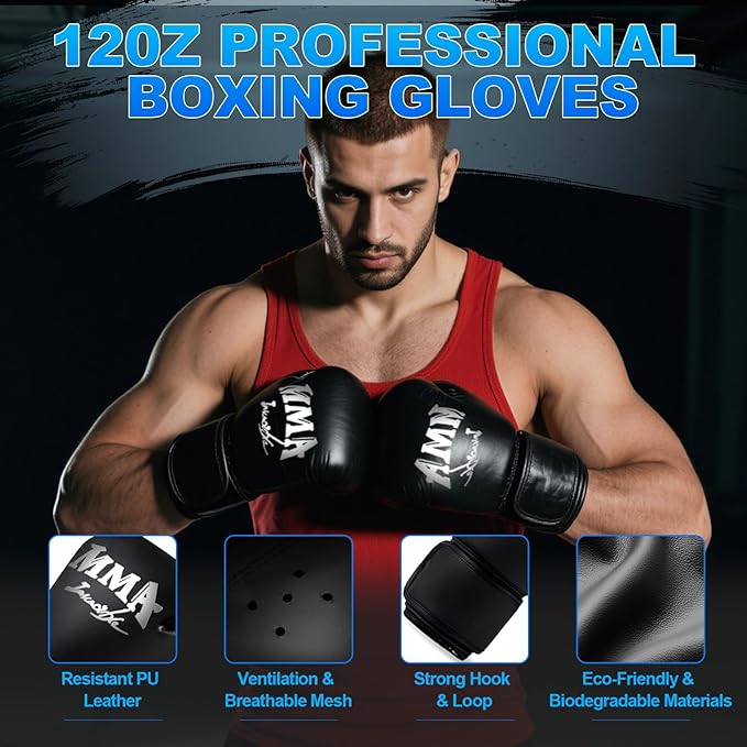 Punching Bag Set for Adults, 4FT Heavy Boxing Bag Set with 12 OZ Boxing Gloves, Suitable for MMA Karate Kickboxing Boxing Muay Thai Training at Home or Gym - Unfilled Heavy Bag