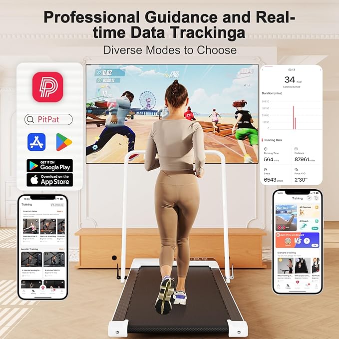 Walking Pad Treadmill with Handle Bar 3-in-1 Foldable Treadmills for Small Space 300 LBS Capacity, 3.0HP Portable Under Desk Treadmill for Home Office with LED Display Remote APP Control