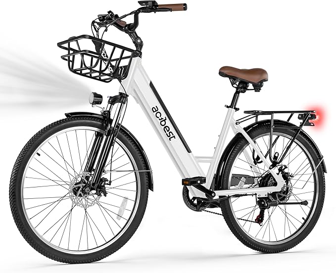 Cores Electric Bike for Adults, 26" Electric Commuter Bike with 1200W Peak Motor, 28MPH 70 Miles Max, 48V 576Wh Removable Battery, 7-Speed City Cruiser Mountain E Bike for Commuting