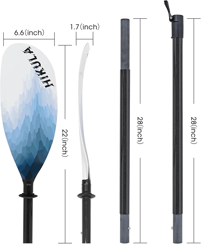 Adjustable Kayak Paddle with Carbon Shaft and PP Blade Available in 220-230/220-240/230-250cm Floating Lightweight Kayak Oars with Original Pattern