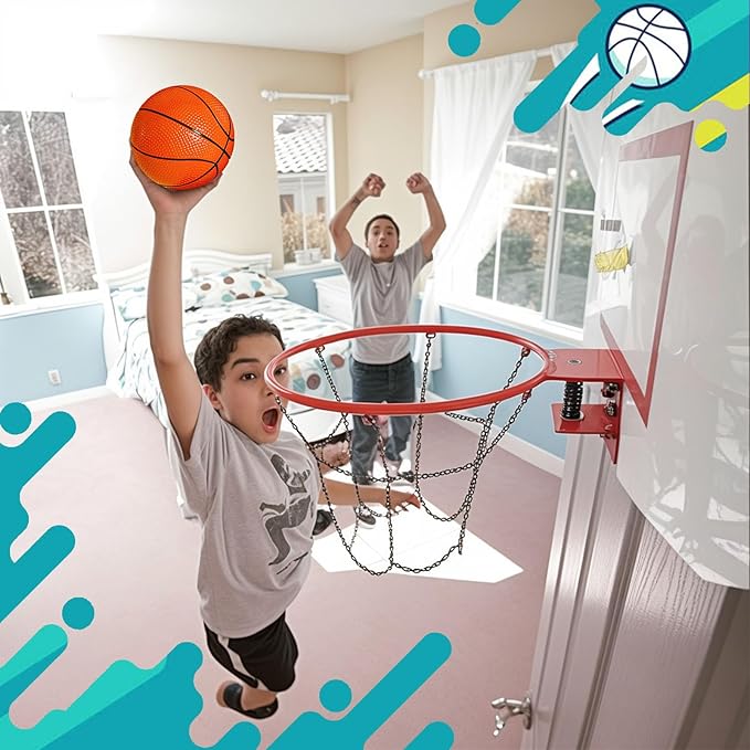 Shindel 6PCS Mini Basketballs, 4.7 inches Inflatable Rubber Basketballs with Pump for Mini Hoop for Kids Indoor Outdoor Play