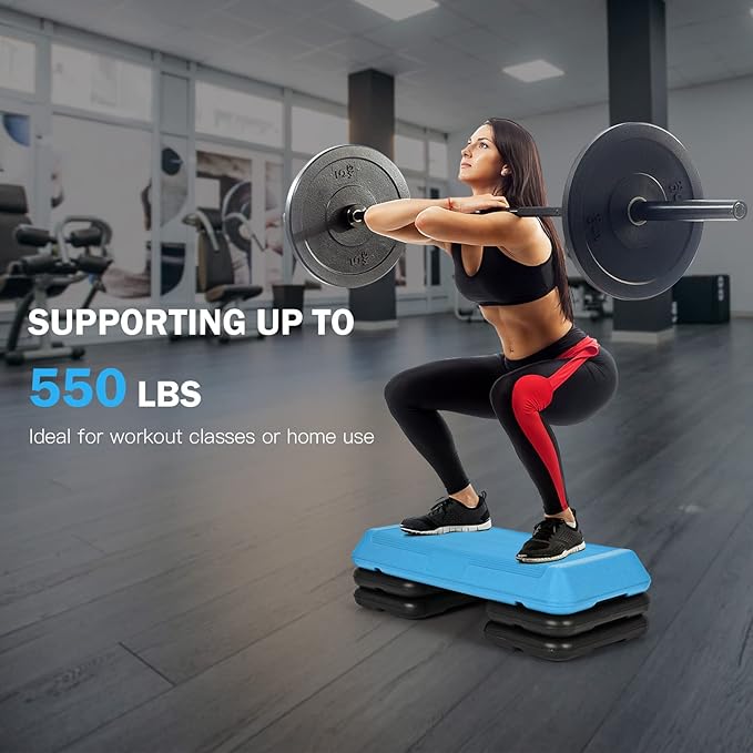 Goplus 29'' Workout Aerobic Stepper, 4”-6”-8” Height Adjustable Step Platform w/ 4 Risers, Non-slip Non-Stick Stepping Surface for Home Gym Exercise Fitness