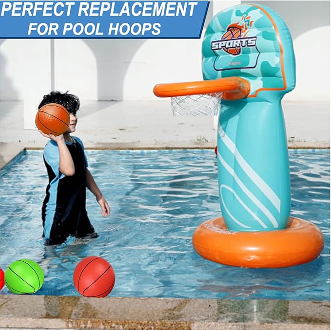 6 INCH PVC Mini Basketball Toys for Indoor Over Door Hoops, Soft 6" Small Balls Rubber for Pool, Beach, Yard, Lawn, Outdoor, Classroom, Little Playgound Ball for Kids Boys Girls (4PCS with Air Pump)