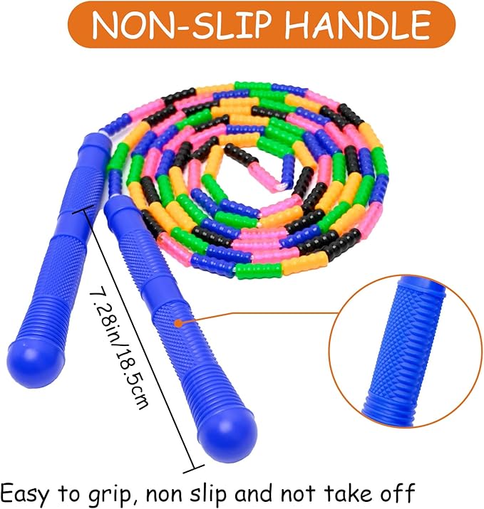 Beaded Jump Rope 1 Pack/2 Pack, ACEONE Segmented Skipping Rope for Kids Adults, Adjustable Tangle-Free Toddler Jumping Rope for Fitness Exercise Training