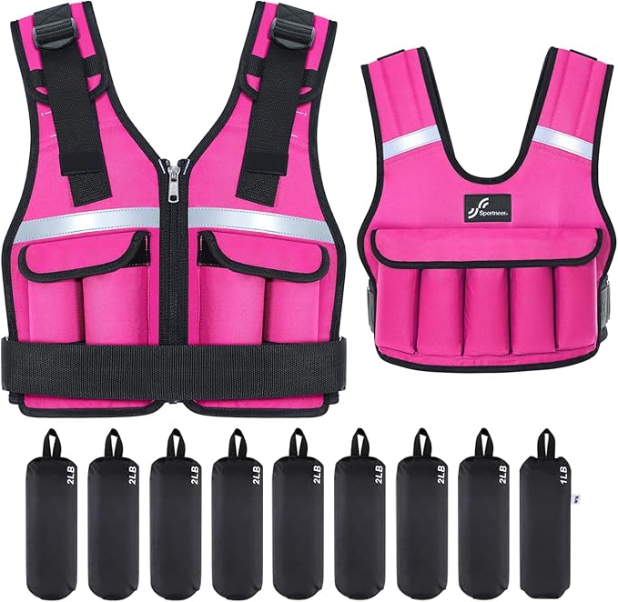 Sportneer Adjustable Weighted Vest Weights: 2-18 lbs/2-40 lbs Washable Weight Vest 16 In 1 Fast Adjust Rucking Vest for Women and Men Home Gym Workout Fitness Strength Training Vests