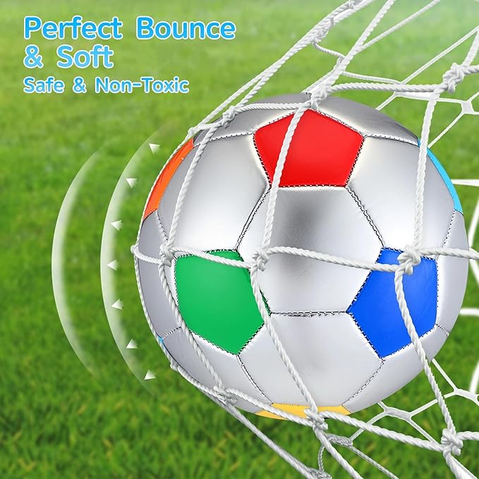 Retisee 2 Pcs Rainbow Soccer Ball with Pump Official Size Indoor Outdoor Soft Inflatable Soccer Sport for Child Teen Adult for Practice Game