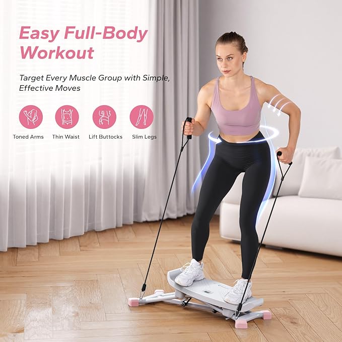 MERACH Balancing Machine for Full Body Workout, Sliding Ski Simulator with Resistance Bands, 300 LBS Loading Capacity Exercise Workout Equipment for Women(Black)