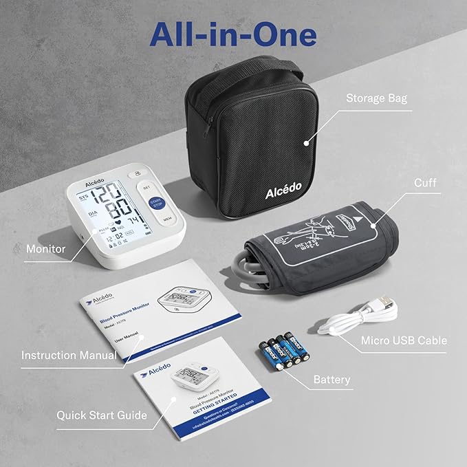 Alcedo Blood Pressure Monitor for Home Use, Automatic Digital BP Machine with Large Cuff for Upper Arm (Backlit Large Screen)